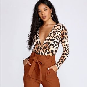 Fab and Fierce Long Sleeve Leopard Bodysuit